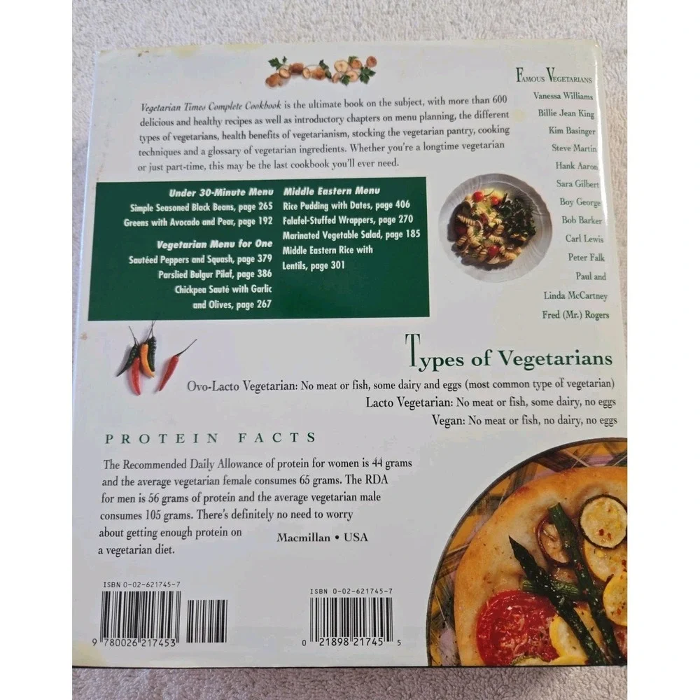 Vintage 1995 Vegetarian Times Complete Cookbook‎ Recipes Cooking Cook Book